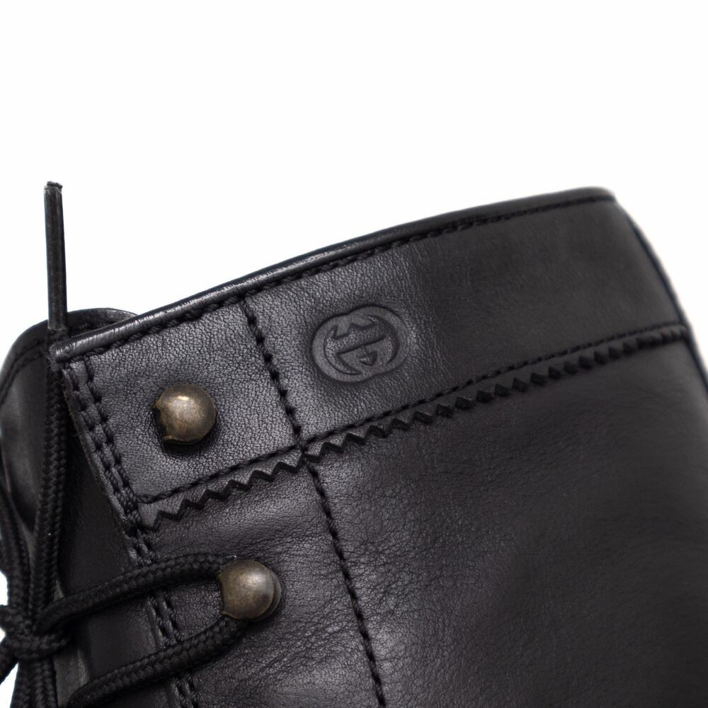 GUCCI Tom Ford Era Men's Leather Moc Toe Combat Boot Black EU43.5/US10.5 - Picture 10 of 16